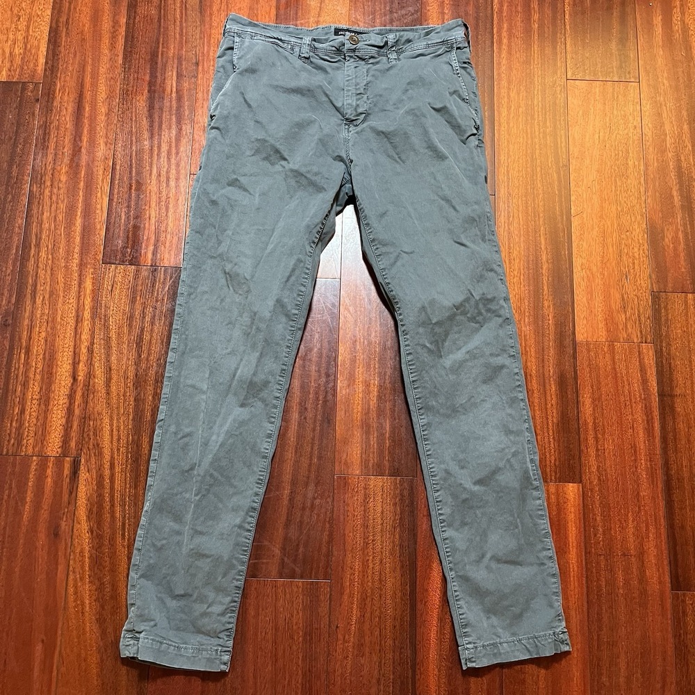 American Eagle Pants Mens 31x32 Olive Green Slim Fit Fits 32x30 Chino Flex